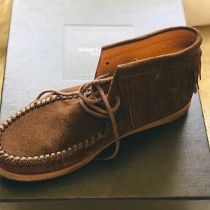 SAINT LAURENT BROWN FRINGE MOC BOOT MEN'S/WOMEN'S